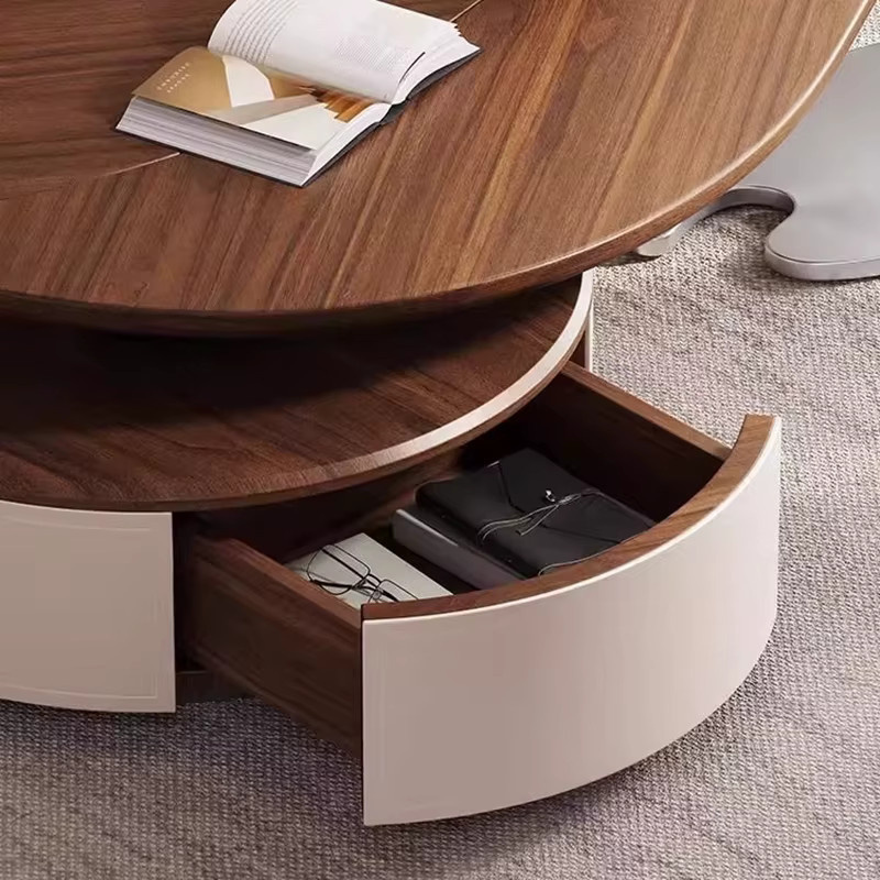 ZUIYU Couchtisch im französischen Vintage-Stil aus Holz in Braun mit Stauraum - Bild 3