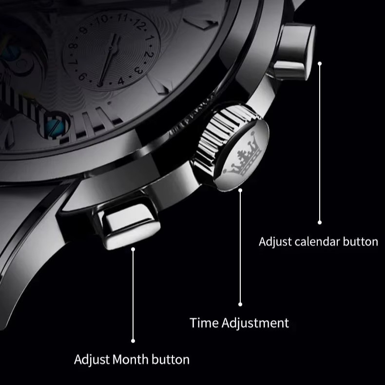 OLEVS Armbanduhr Automatik, Edelstahl, Schwarz, Herren - Bild 4