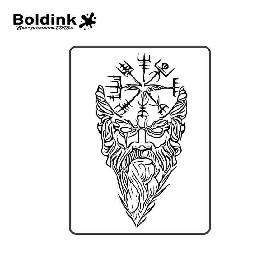 BOLDINK Odin Wikinger-Kompass Tattoo-Aufkleber, Unisex - Bild 2