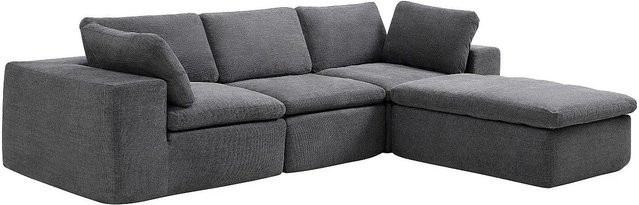 Vente-unique Modulares Ecksofa Cortoline in Anthrazitgrau mit Stoffbezug und Breite: 304 cm - Bild 1