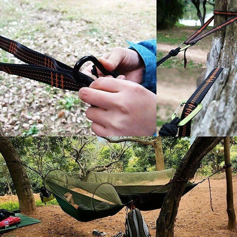 2 Stück Hochbelastbare Hängemattengurte in Orange für Outdoor-Camping mit hoher Tragfähigkeit - Bild 4