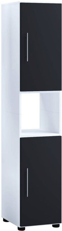 VCM Hochschrank Flandu in Weiß und Schwarz mit offenen Regalfächern, Breite: 31 cm, Höhe: 160 cm, Tiefe: 30 cm - Bild 3
