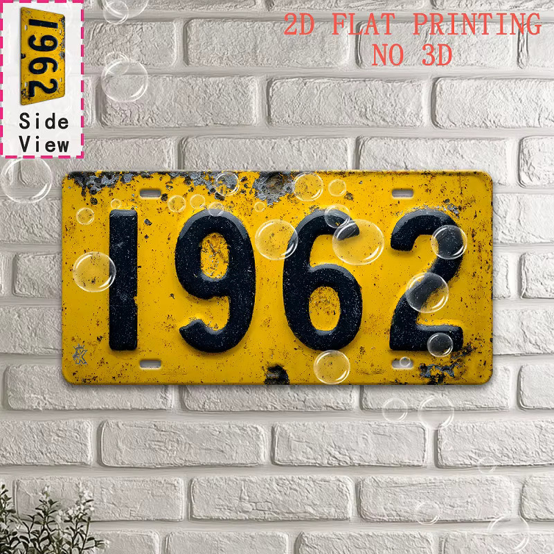 Suita Retro 1962 Aluminiumschild Vintage-Metallschild in Gelb B: 29,97 cm, H: 14,99 cm - Bild 4