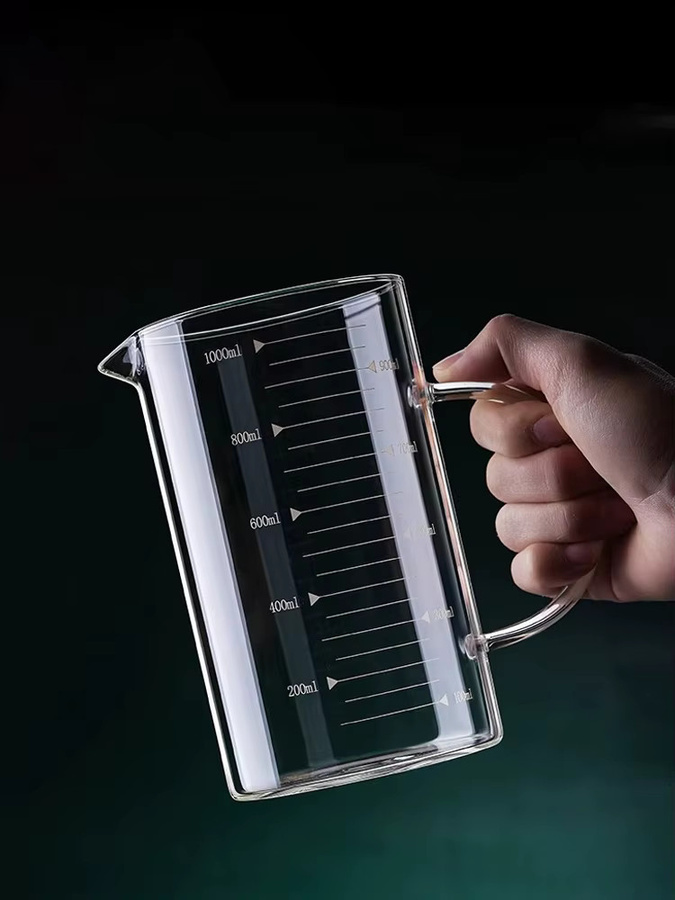 YWDL Glas-Messbecher mit Griff, hitzebeständiger Laborbecher für Küche und Labor, transparent, 250 ml - Bild 3