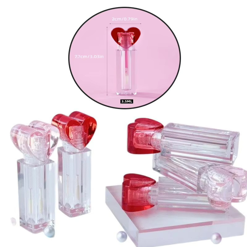 Lipgloss-Röhre, herzförmig, klar, 3,5 ml, mit Pinsel - Bild 1