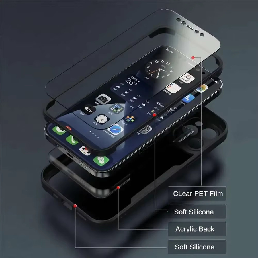 Transparente Silikon Schutzhülle für Apple iPhone 11 12 13 14 15 Pro Max XS XR 7 8 Plus SE als 360 Grad Ganzkörper Stoßfestes Case - Bild 4