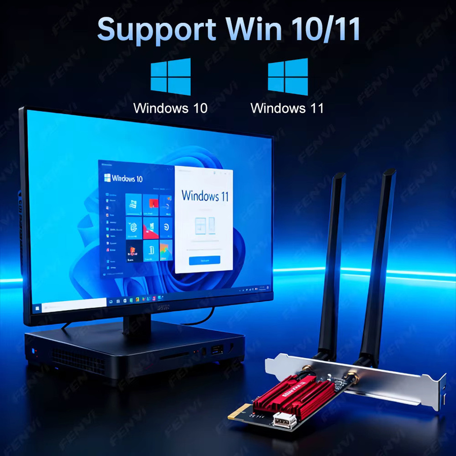 Fenvi AX900 WiFi 6 PCIe Netzwerkkarte mit Bluetooth 5.4, Dualband 2,4GHz/5GHz, 900Mbps Drahtlose Netzwerkkarte für Desktop-PC, kompatibel mit Windows 10/11 - Bild 4