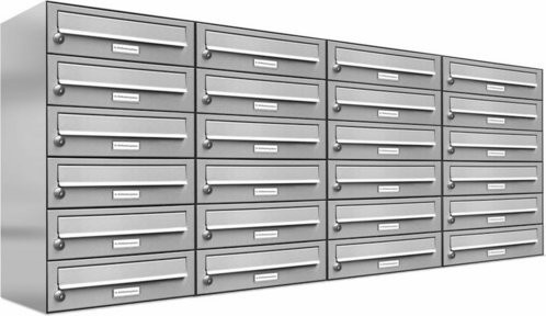 AL Briefkasten für 24 Parteien, Aufputzmontage, silberfarben, B/H/T: 153,2 x 69 x 27,5 cm - Bild 1
