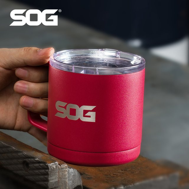 SOG isolierter Edelstahl Reisebecher mit Griff, doppelwandig, weiß, 410 ml - Bild 1