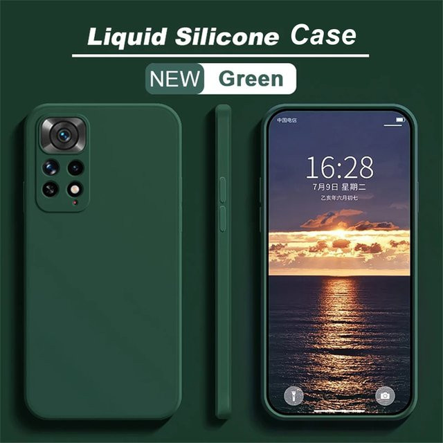 Xiaomi Redmi Note 11 4G / Note 11S 4G Schutzhülle aus flüssigem Silikon in Grün - Bild 1