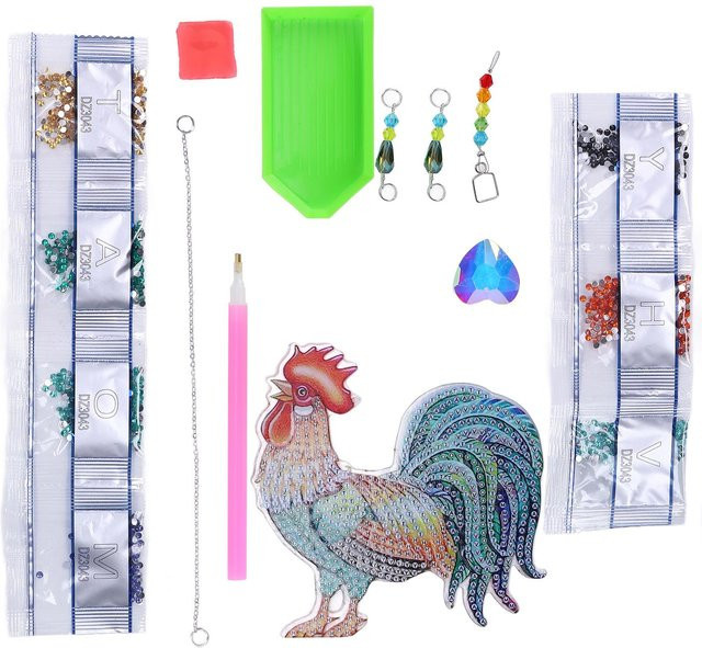 GoolRC DIY Strassmalerei Hahnmuster in Grau und Multicolour für Erwachsene - Bild 1