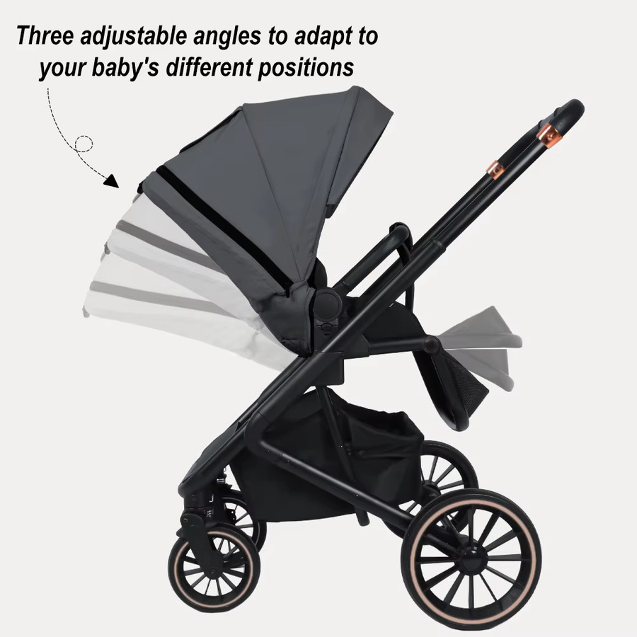 Babyvoyage 2-in-1 Kombikinderwagen mit Schlafkorb, faltbar, Grau/Braun - Bild 4