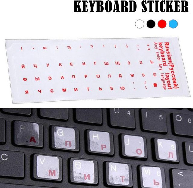 Transparente Tastaturaufkleber für Computer und Laptop in Schwarz und Weiß als Staubschutz mit Alphabet und Sprache Etiketten - Bild 1