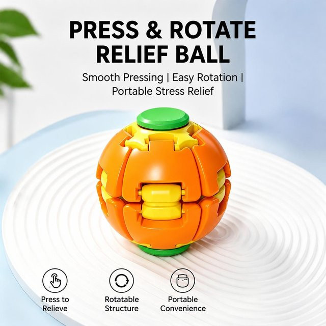 Binchi Outdoor Equipment Spin Fidget Spielzeug, Stressabbau Spinner Ball, orange - Bild 1