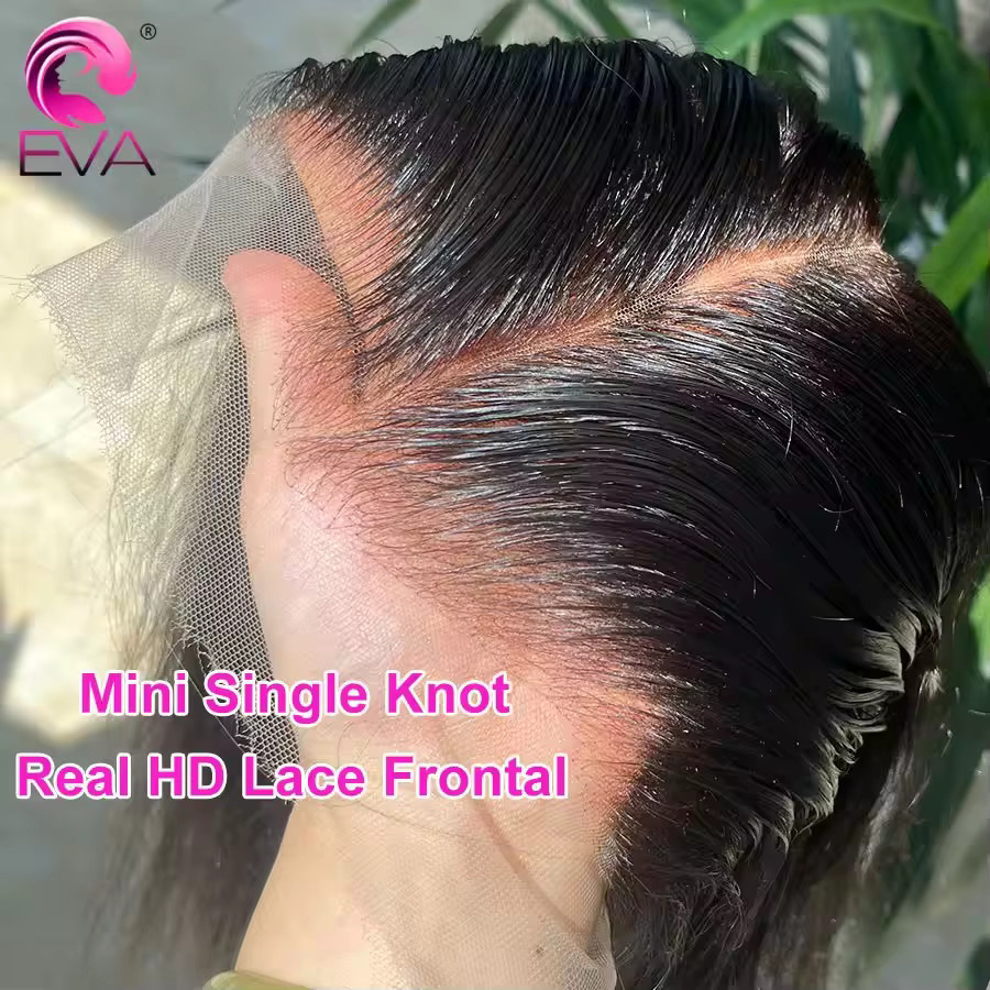 Eva Hair Bye Bye Knot Glattes Echthaar, 5x5 HD-Spitzenverschluss, Mini-Einknoten - Bild 3