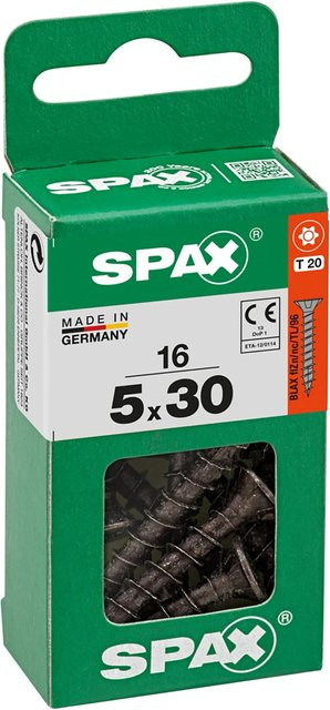 Spax Universalschraube VGW TSP aus Stahl, verzinkt, Schwarz, Durchmesser: 5 mm, Länge: 30 mm, 16 Stück - Bild 1