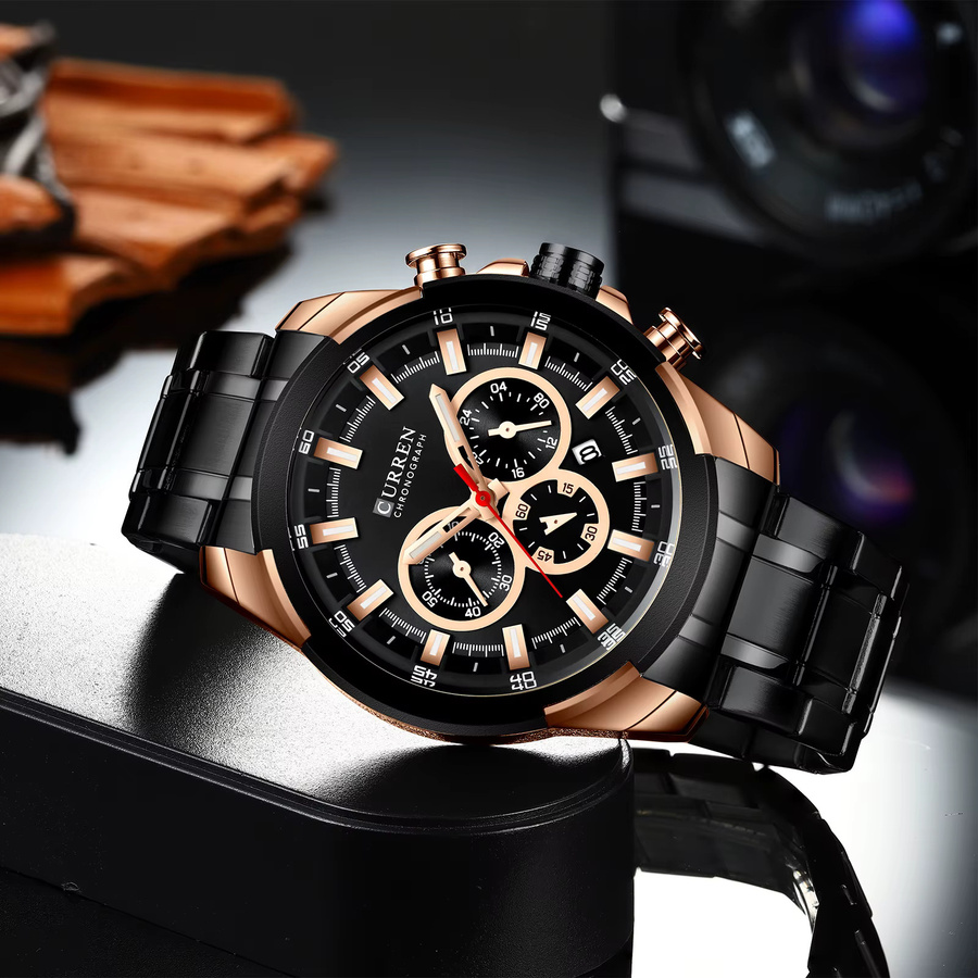 CURREN Armbanduhr Herren, Edelstahl, Schwarz, Datum - Bild 2