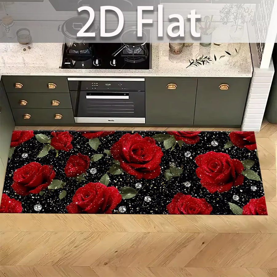 VIKAMA Druckteppich Crimson Rose für Wohnzimmer, Schlafzimmer und Küche - Bild 3