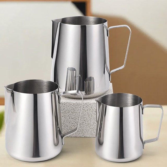 Dalinwell Milchaufschäumer Krug aus Edelstahl in Silber, 350 ml - Bild 1