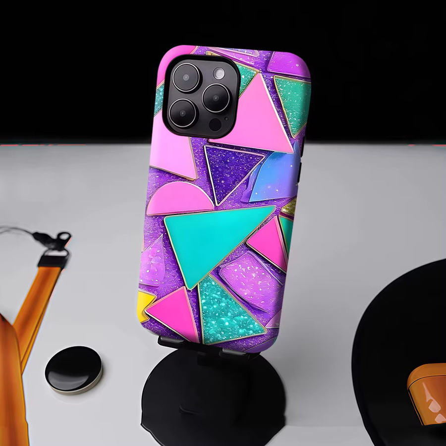 Potdemiel Glitzer-Geometrie-Mosaik Magnetische Handyhülle für iPhone 17 16 15 14 13 Pro Max Plus in Multicolour - Bild 4