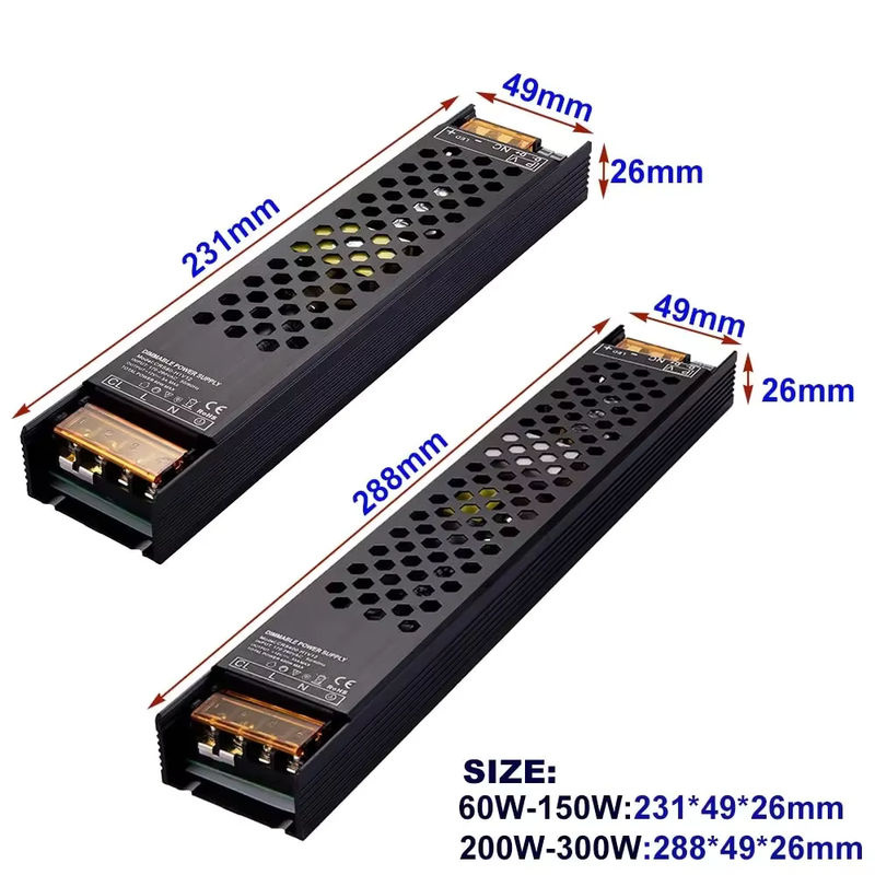 YSRSAI LED-Netzteil mit Triac- und 0-10V-Dimmfunktion, dimmbarer LED-Treiber für 12V oder 24V, Schwarz, 60W - Bild 3