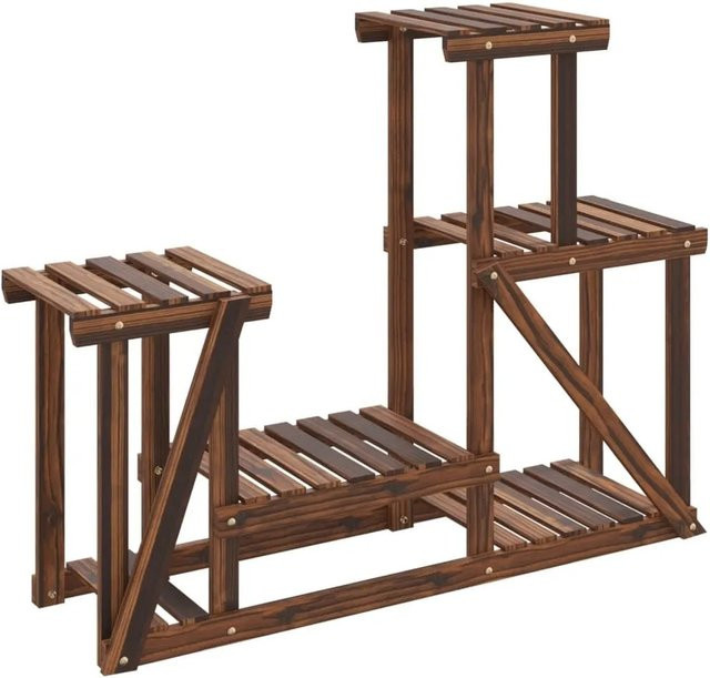 vidaXL Blumenständer aus Massivholz Tanne in Braun, Retro-Design, B/T/H: 90 x 25 x 73,5 cm - Bild 1