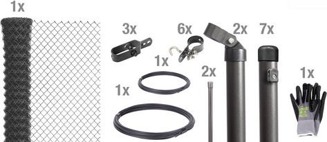 Gust. Alberts Maschendrahtzaun Set zum Einbetonieren, Farbe: Anthrazit-Metallic Schwarz, Breite: 1500 cm - Bild 1