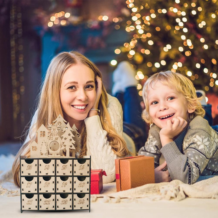 Wiederbefüllbarer Weihnachts-Adventskalender aus Holz mit 25 Schubladen im Retro-Design für Kinder von KONNWEI - Bild 5