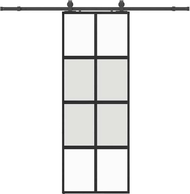 vidaXL Schiebetür aus Hartglas mit Beschlag in Schwarz, B: 76 cm, H: 205 cm - Bild 1