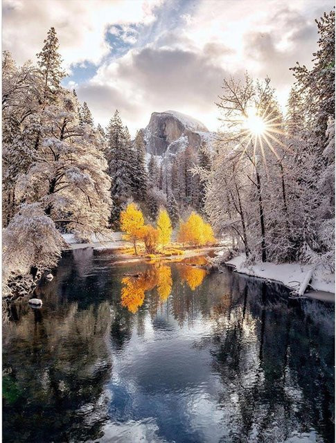 FIYO 5D DIY Diamantmalerei Schnee Szene Muster Kreuzstich Stickerei in Grau und Multicolour, B x H: 20 x 30 cm - Bild 1