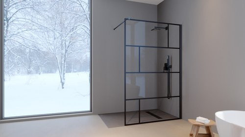 Marwell Duschwand BRICKS aus Glas, schwarz, transparent, Breite: 120 cm, Glasstärke: 5 mm - Bild 1