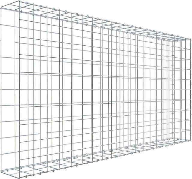 Gabiona C-Ring Anbaukorb Typ 2 in Silbergrau, Maschenweite 10 x 10 cm, B/H/T: 100 x 200 x 20 cm - Bild 1