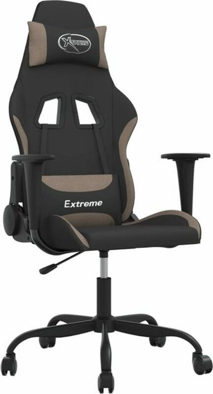 vidaxl Gamingstuhl aus Stoff in Schwarz und Taupe meliert B: 65 cm, T: 62,5 cm, H: 110 cm - Bild 1