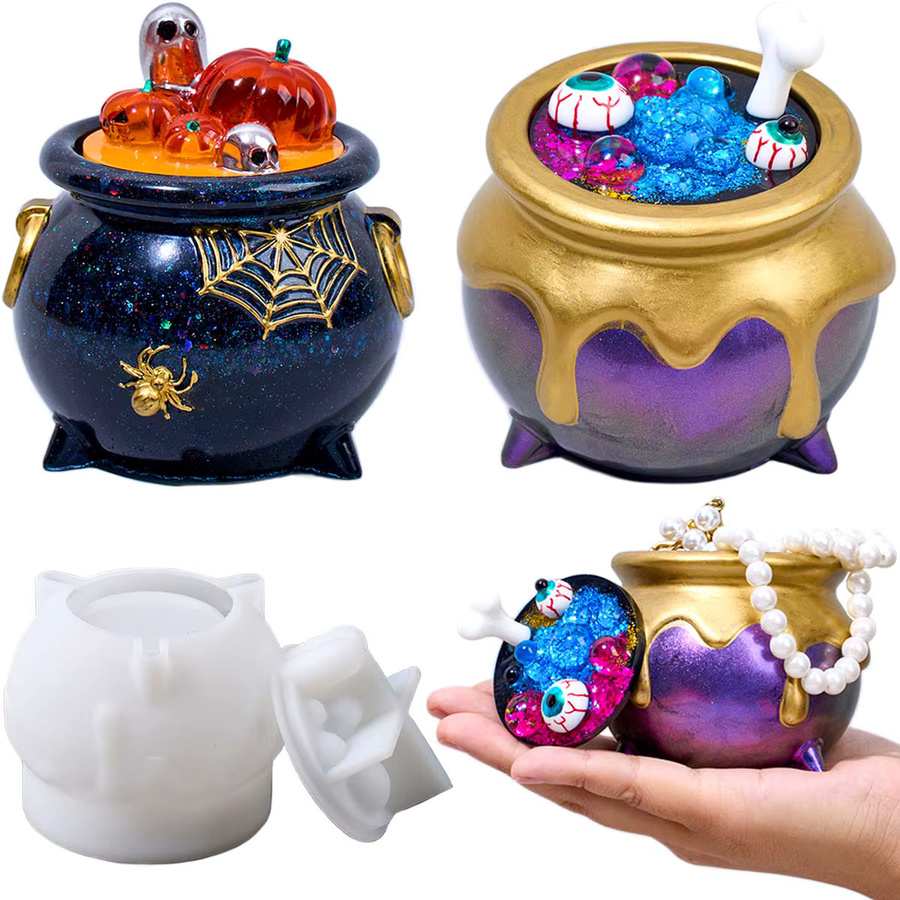 UDOCOOL Silikonform für Halloween Kerzen mit Kürbis und Spinne Design in Multicolour für DIY Handarbeit aus Gips oder Harz - Bild 2