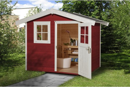 WEKA Gartenhaus 123 Gr.4 mit Satteldach aus Fichtenholz in Rot, B/H/T: 380 x 247 x 235 cm - Bild 3