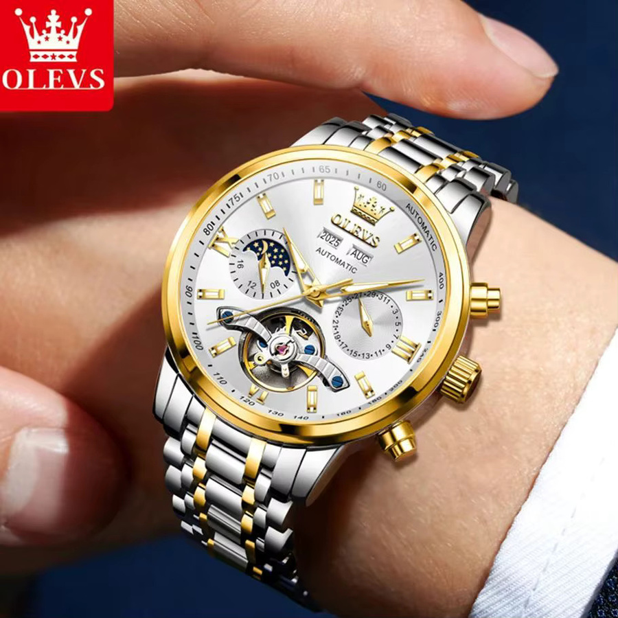 OLEVS Armbanduhr, Quarz, Edelstahl, Silber, Herren - Bild 3