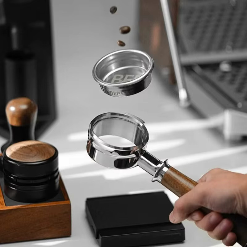 JUSTINLAU Edelstahl Espresso-Filterkorb aus Silber, wiederverwendbares Doppelschicht-Kaffeesieb für runden Siebträger - Bild 4