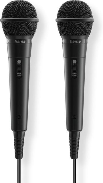 Hama Karaoke Dynamisches Mikrofon Set in Schwarz mit 2,5m Klinkenkabel und Adapter - Bild 1
