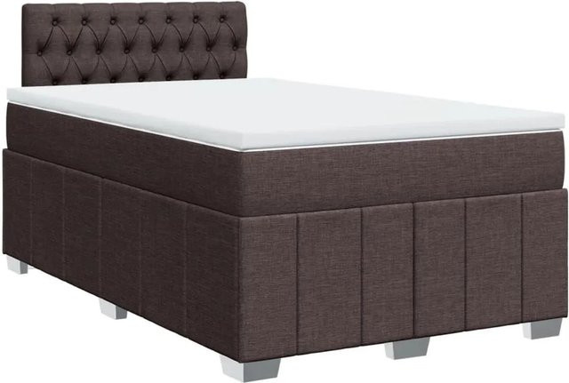 vidaXL Boxspringbett mit Matratze in Dunkelbraun und Weiß, B/T: 120 x 190 cm, mit USB-Ladeport und Unterbettbeleuchtung - Bild 1
