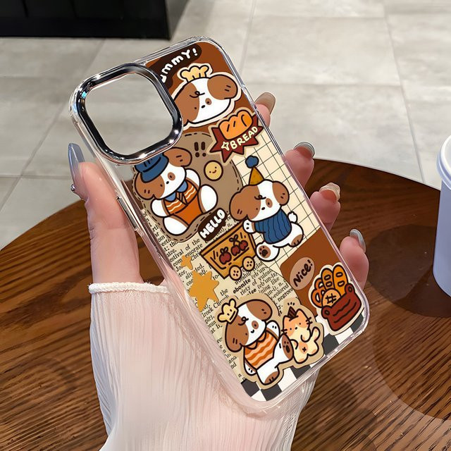 Braune Welpen-Handyhülle aus weichem Silikon für Apple iPhone 17 Pro Max, 16, 15, 14, 13, 12 mit transparenter Stoßstangen-Rückseite und luftstoßfestem Schutz - Bild 1