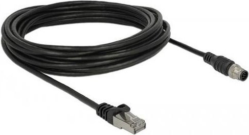 Delock RJ45 / M12 Patchkabel CAT 5e S/FTP Ethernet LAN, Schwarz, 10,00 m - Bild 1