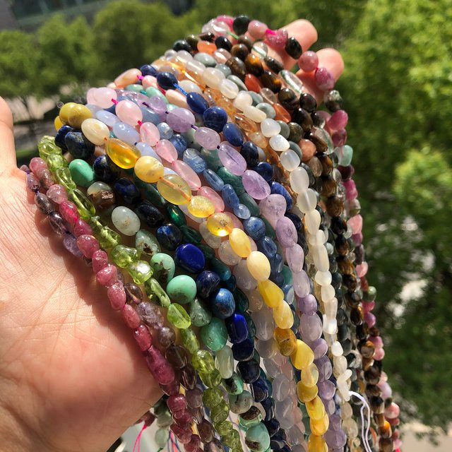 LNMBII Spacer Perlen, Natürliche Edelstein, Achate Jade Opal, 15" - Bild 1
