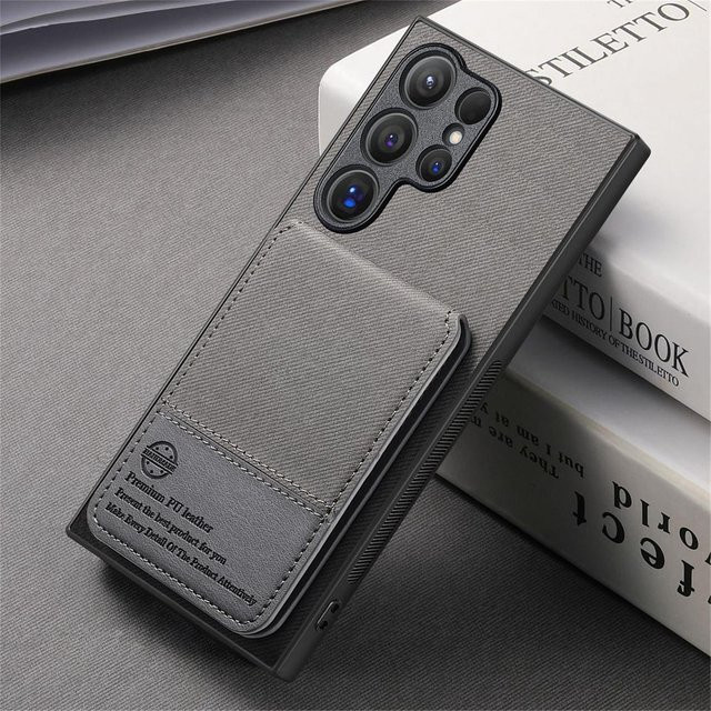 RFID-blockierende magnetische Brieftasche mit Kartenhalter und Handyhülle für Samsung Galaxy S25 Ultra S24 S23 S22 Plus S21 FE A16 A26 A36 A56 5G in Schwarz - Bild 1