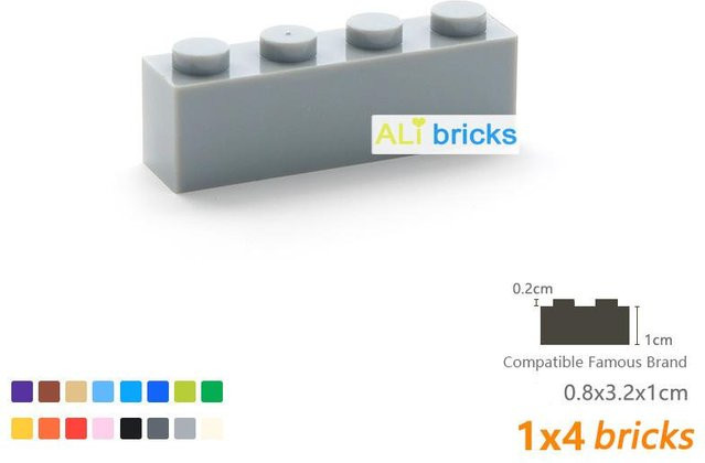 Yiran toy Konstruktionssteine 1x4, 24-teiliges Set, Grau - Bild 1