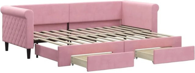 vidaXL Tagesbett ausziehbar mit Schubladen in Rosa aus Samt, B/T/H: 80 x 200 x 90 cm - Bild 1
