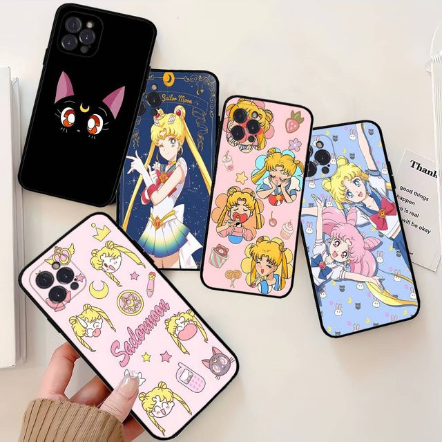 Moetch Anime Sailor Moon Handyhülle für iPhone 16 15 14 13 12 11 Pro Max Plus Mini, Schwarz - Bild 1