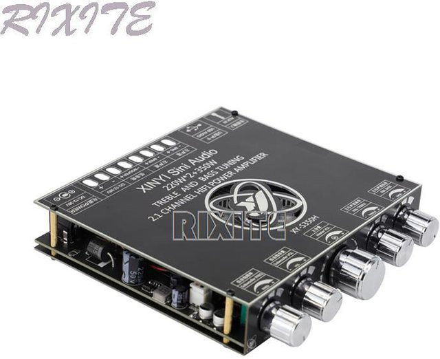 RIXITE Bluetooth Leistungsverstärker Platine 2,1 Ch Klasse D mit USB-Soundkarte und Equalizer, Schwarz - Bild 1