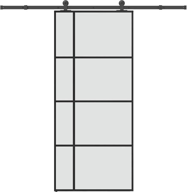 vidaXL Schiebetür aus ESG-Glas und Aluminium in Schwarz, B/H: 90 x 205 cm - Bild 1