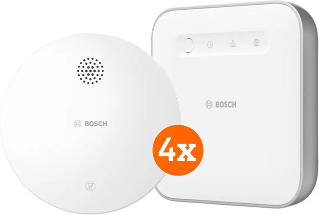 Bosch Smart Home Set: 4er-Pack kabellose Rauchmelder in Weiß mit Bosch Smart Home Controller - Bild 1