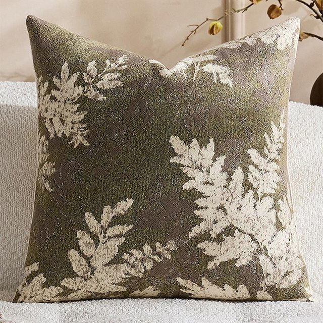 JMG Clothing Vintage Blätter Kissenbezug in Grün mit floralem Boho-Design, B/H: 45 x 45 cm - Bild 1